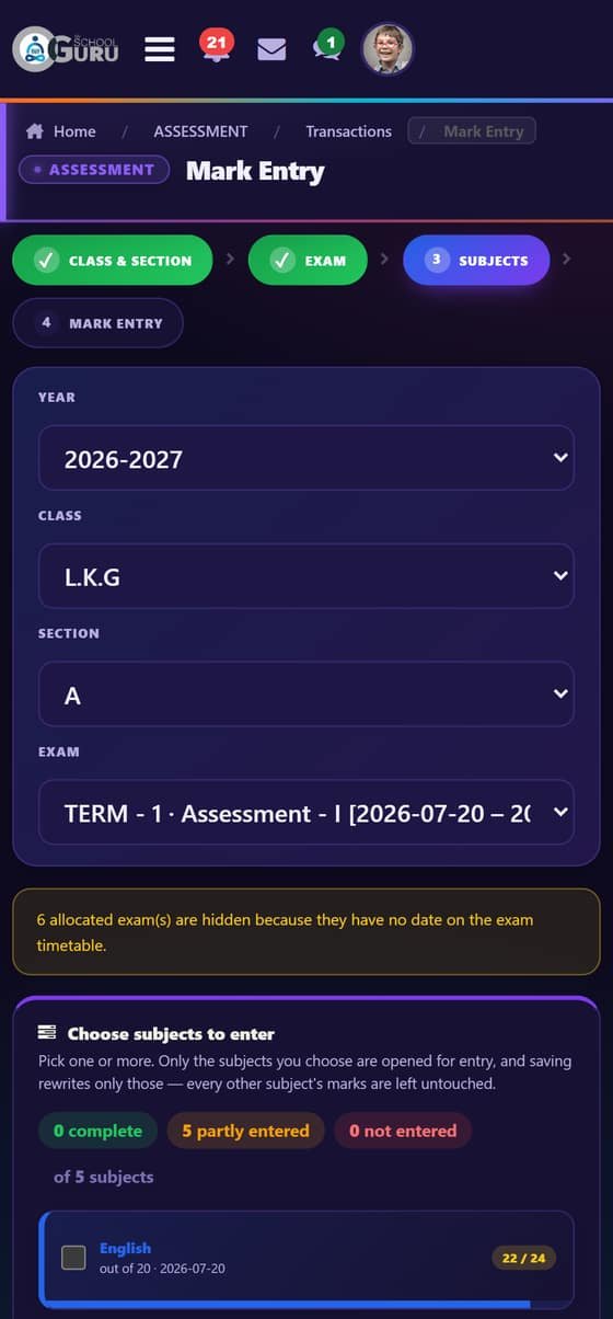 Mark entry on a phone