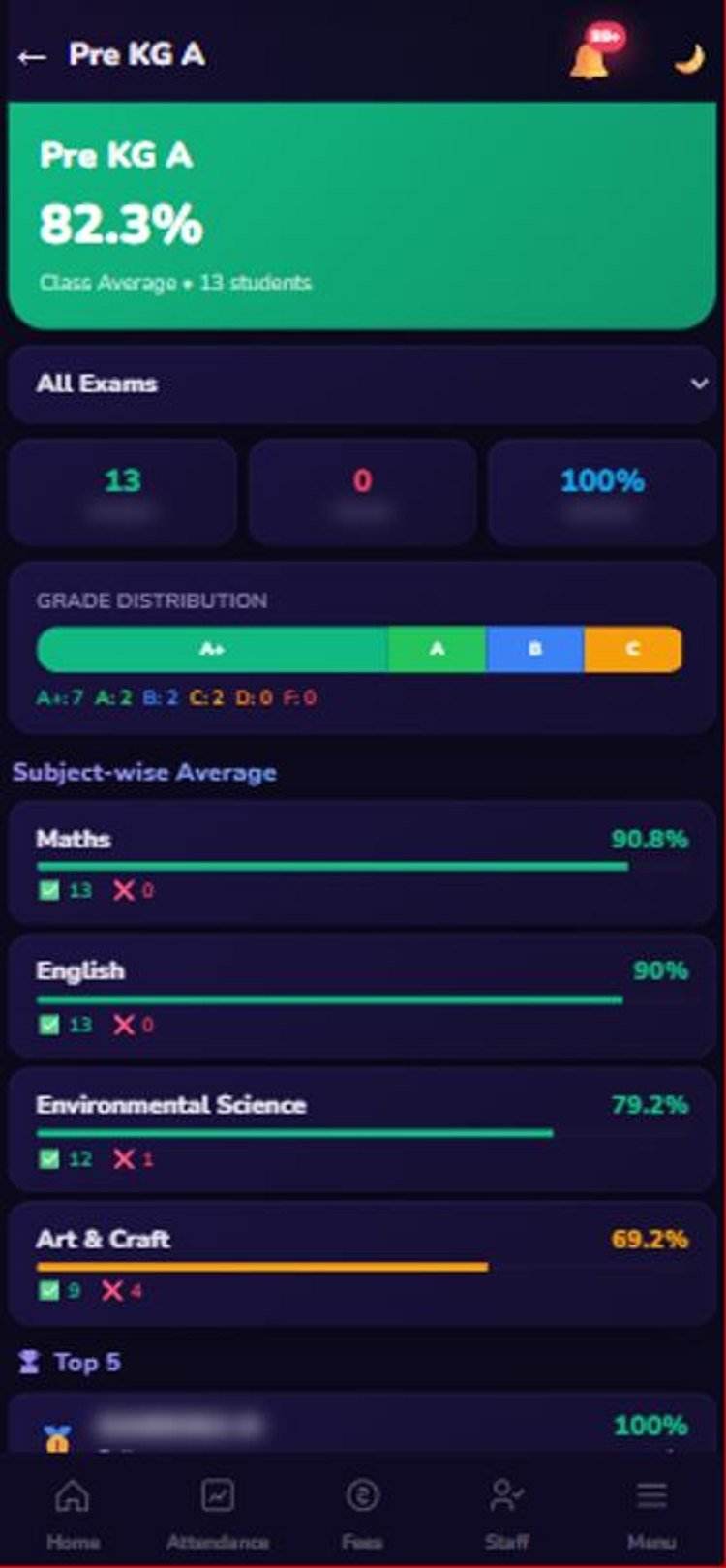 Class academic report
