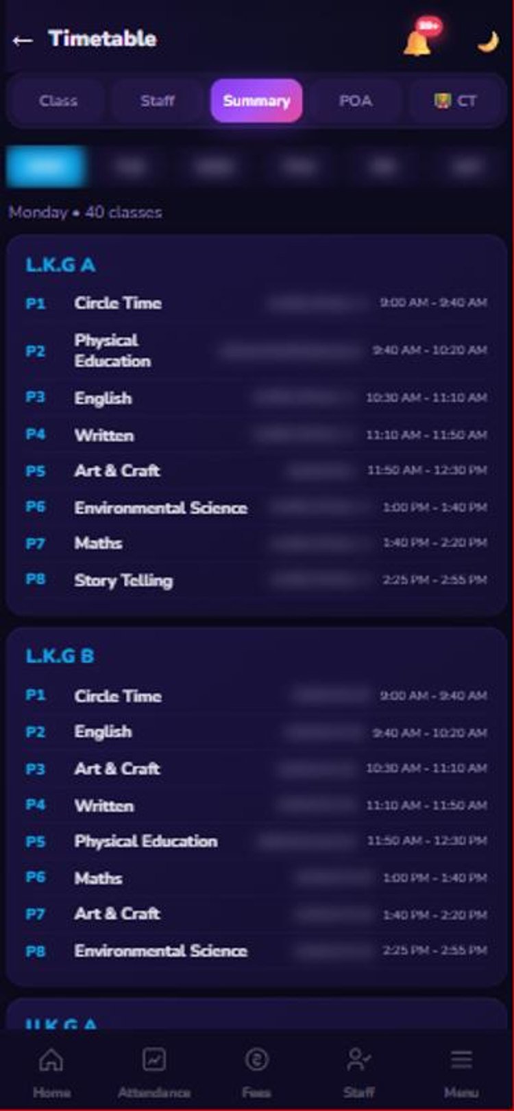 Timetable