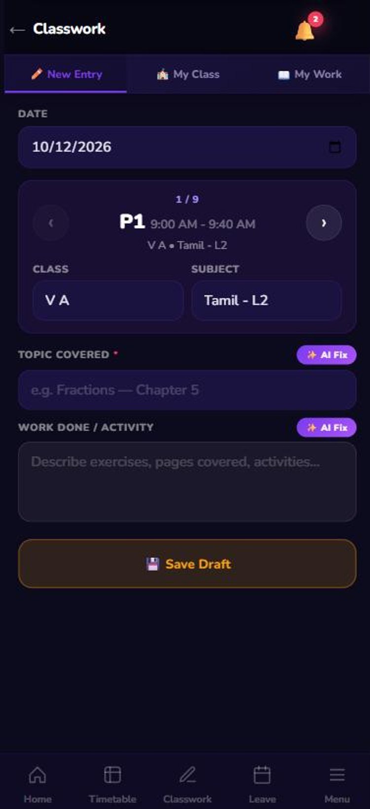 New entry